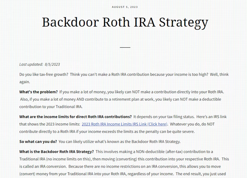 Backdoor Strategy of Roth IRA