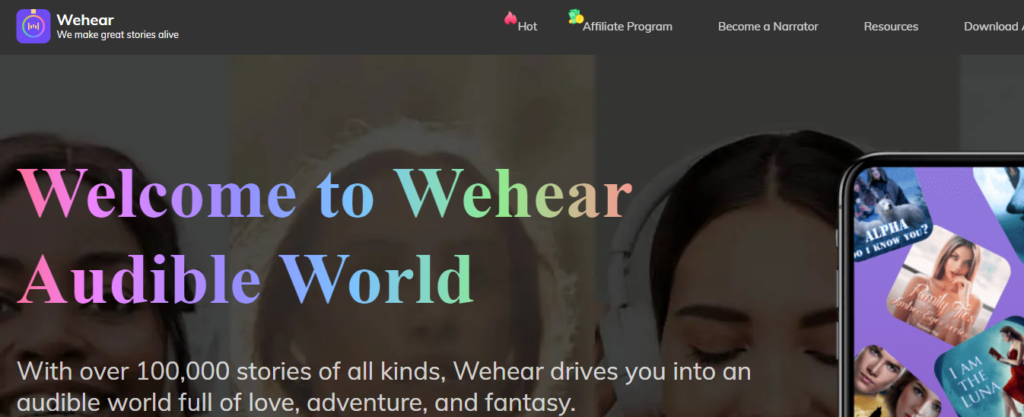 screenshot of wehearfm website landing page