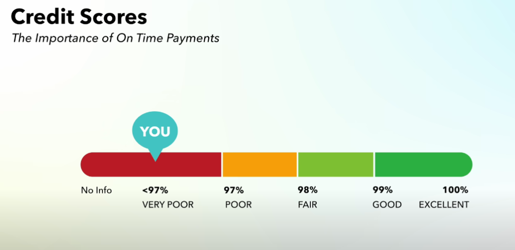 timely payment importance on credit score infographic